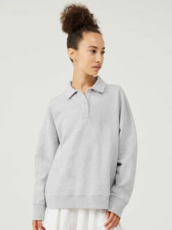 Top 10 👏 Outdoor Voices Organic Cotton Terry Polo Sweatshirt 🎁 -Outlet Outdoorvoices Store U502069 CTT HGR Pickup Polo Sweatshirt Heather Grey 039 PhPqzZD