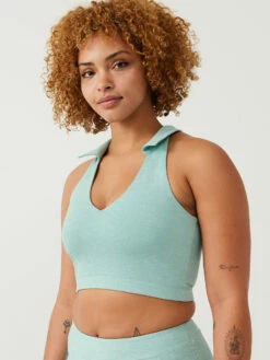 Deals 👏 Outdoor Voices Warmup Collared Crop Top 👏 -Outlet Outdoorvoices Store W301873 TXC CRI Warmup Collared Crop Top Caribbean 029