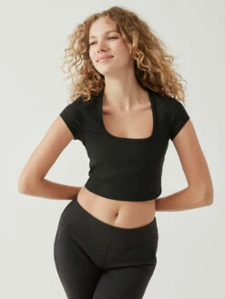 Coupon 👍 Outdoor Voices SuperForm™ Rib Shortsleeve 🧨 -Outlet Outdoorvoices Store W301911 SFR BLK Rib Shortsleeve Black 100 7aSAR9B