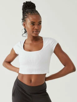 Coupon 👍 Outdoor Voices SuperForm™ Rib Shortsleeve 🧨 -Outlet Outdoorvoices Store W301911 SFR WHI Rib Shortsleeve White 834