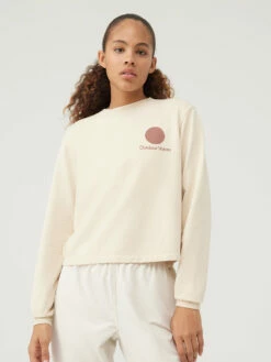 Budget 👏 Outdoor Voices Circle Logo Cropped Sweatshirt ❤️ -Outlet Outdoorvoices Store W500480 LFT LND Circle Logo Cropped Sweatshirt Linen Saddle 321