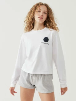 Budget 👏 Outdoor Voices Circle Logo Cropped Sweatshirt ❤️ -Outlet Outdoorvoices Store W500480 LFT WHI OV Cropped Sweatshirt White 141 3UTrF7O