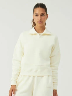 Discount 💯 Outdoor Voices Nimbus 1/4 Zip Sweatshirt ⭐ -Outlet Outdoorvoices Store W501205 TDF VLA Nimbus 1 4 Zip Sweatshirt Vanilla 100