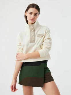 Best Sale 🛒 Outdoor Voices Organic Cotton Terry Snap Sweatshirt ✔️ -Outlet Outdoorvoices Store W501718 CTT BNE Cotton Terry Layer Bone 062 scvz3IU