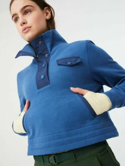 Best Sale 🛒 Outdoor Voices Organic Cotton Terry Snap Sweatshirt ✔️ -Outlet Outdoorvoices Store W501718 CTT DEN Cotton Terry Layer Denim 086